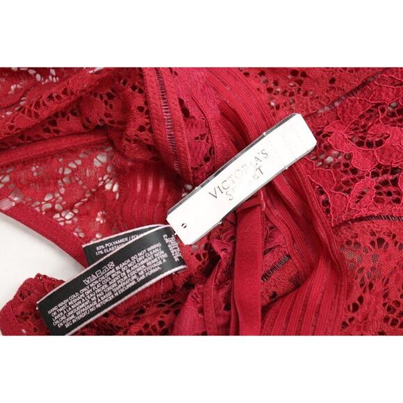 New Victorias Secret Red All Lace Nightie Halter Babydoll Bodycon Garters XS NWT - Picture 8 of 8